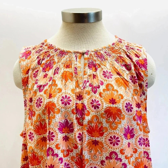 NWT CROFT & BARROW Women Sleeveless Pullover Keyhole Neckline Floral Shirt Sz XL - Picture 2 of 13